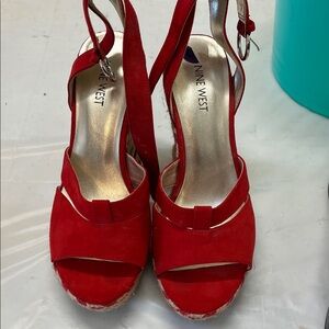 Nine West Red Wedge Sandals